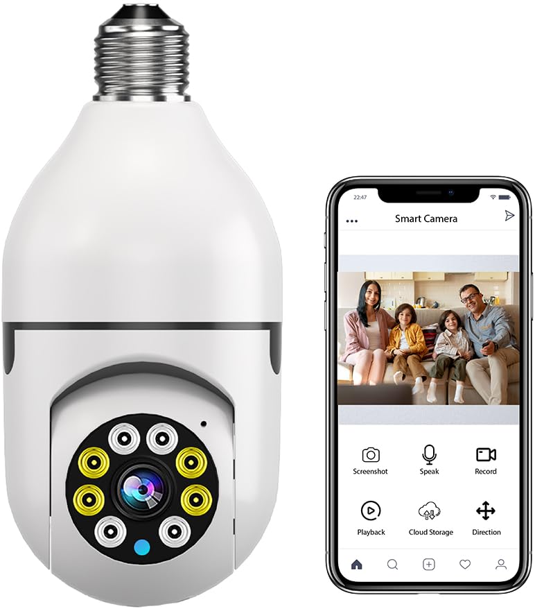 E27 1080P PTZ Smart Security Light Bulb Camera with 2.4GHz 5G WiFi K93423