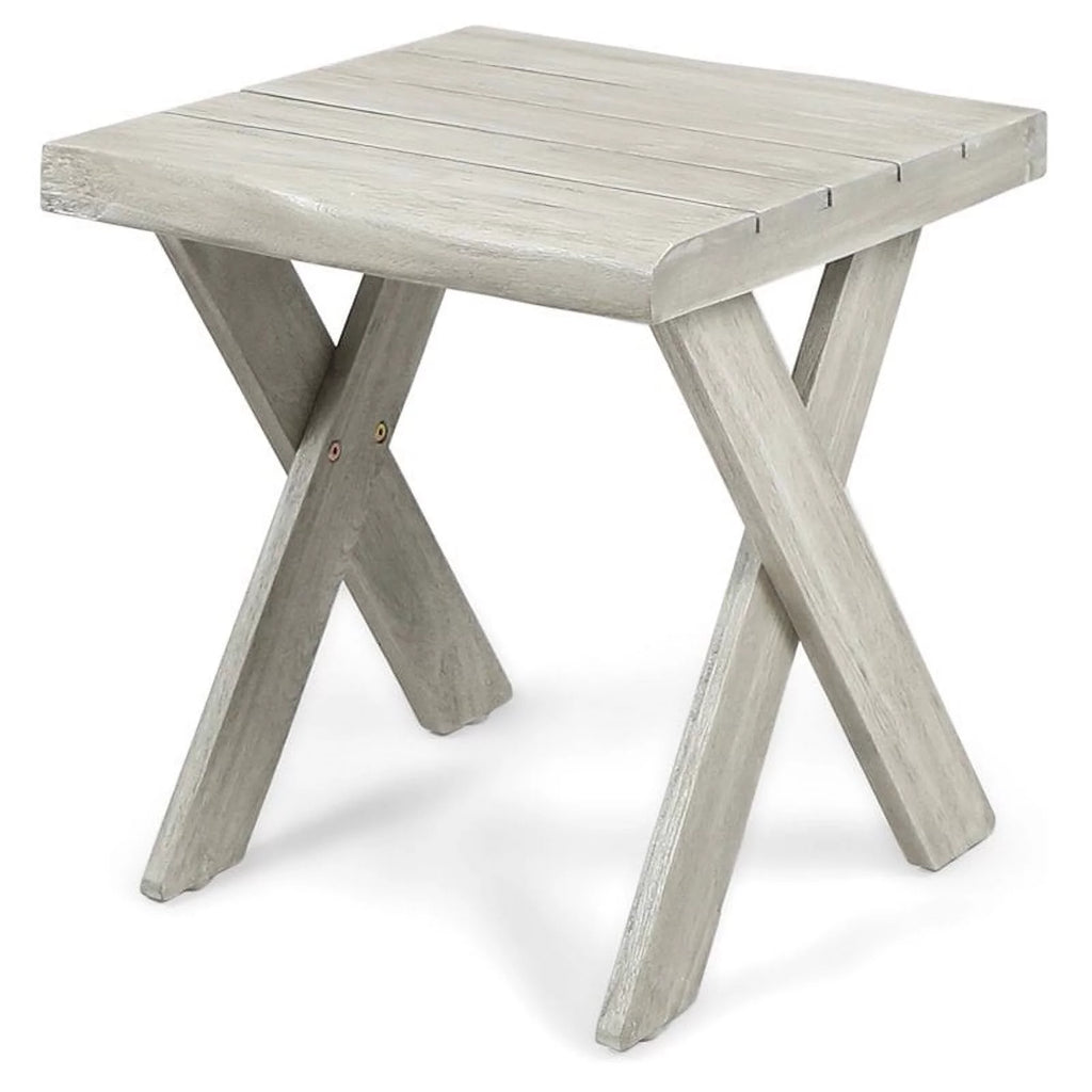 Light Gray Acacia Wood Outdoor Side Table U3165