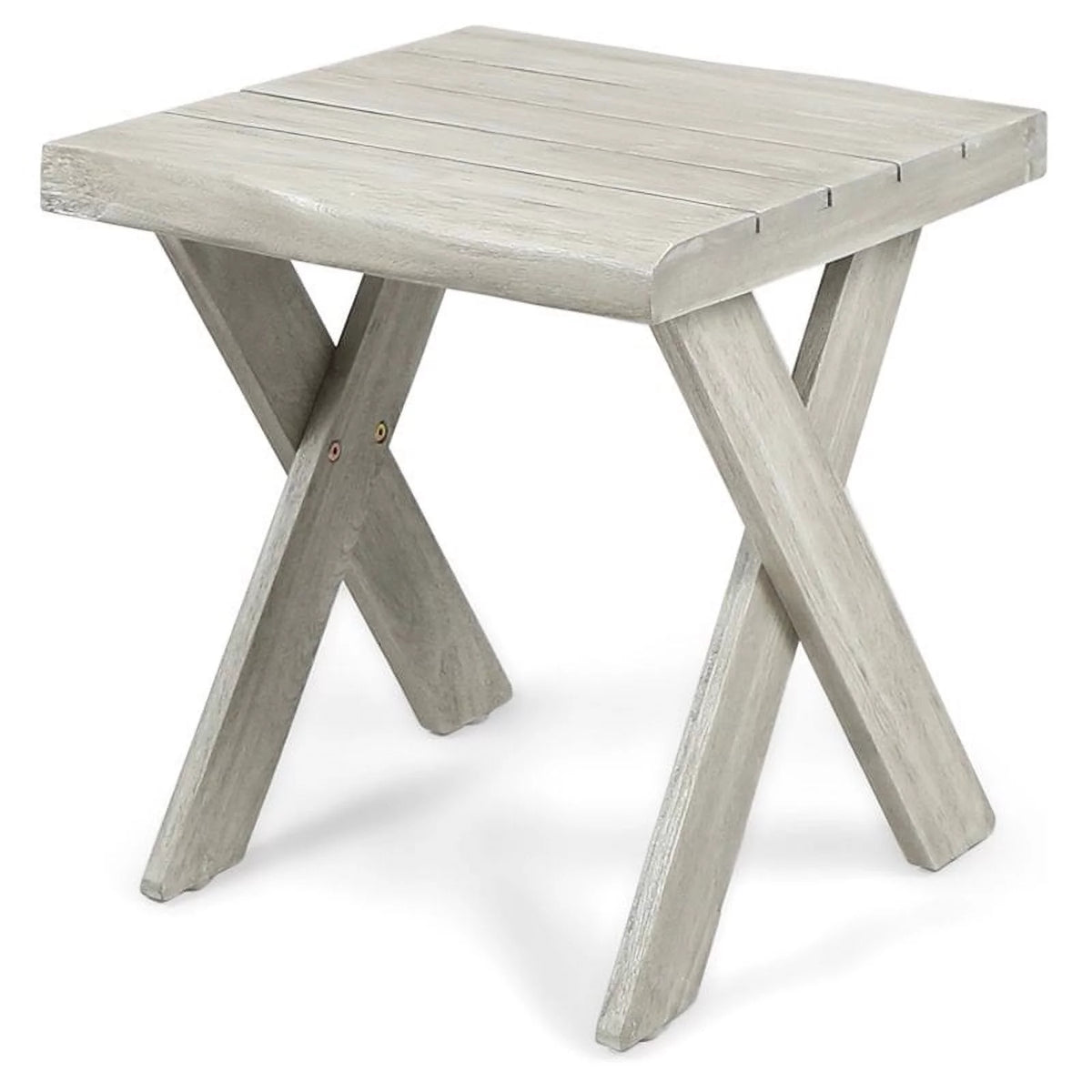 Light Gray Acacia Wood Outdoor Side Table U3165