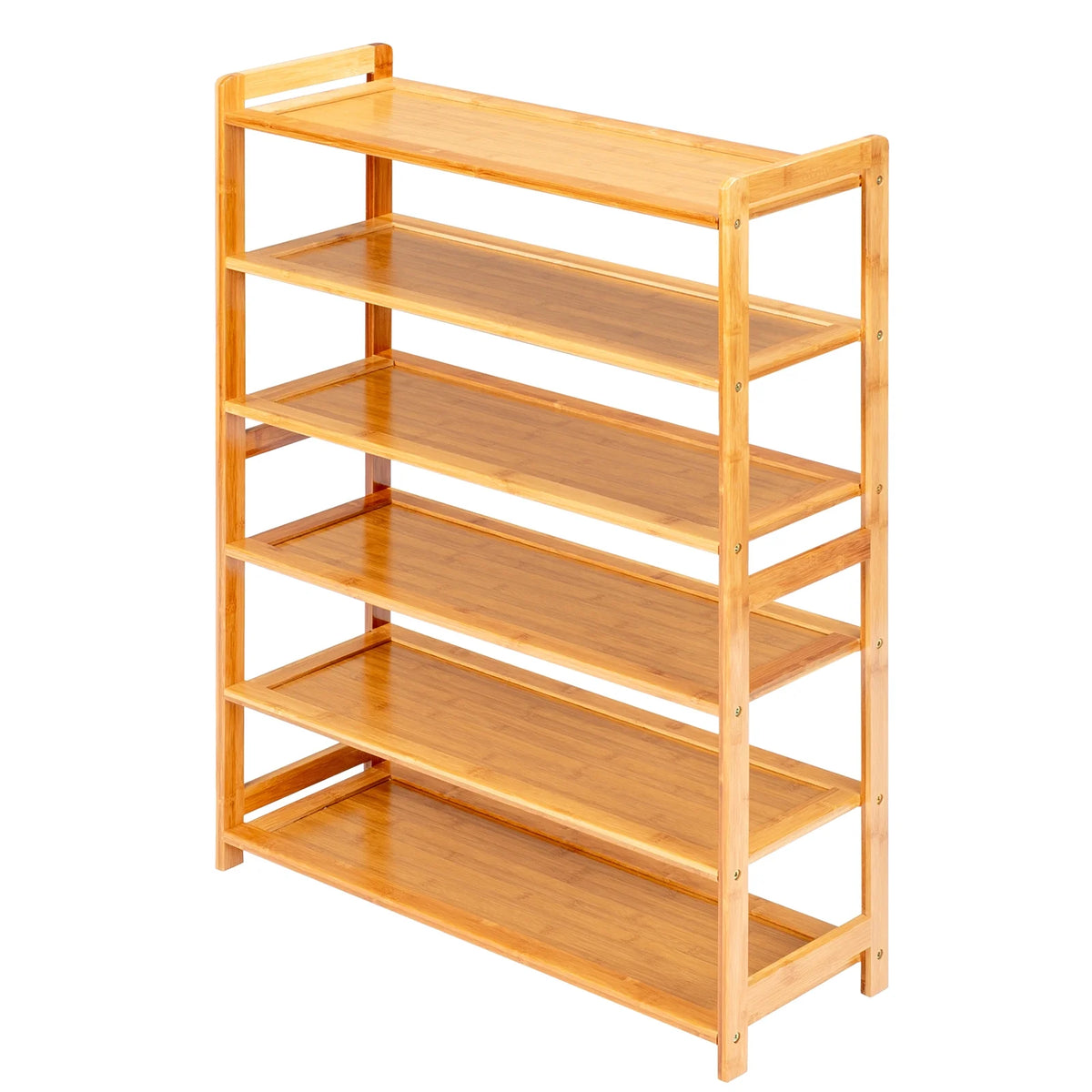 6 Tier Natural Wood Bamboo Shoe Rack D592