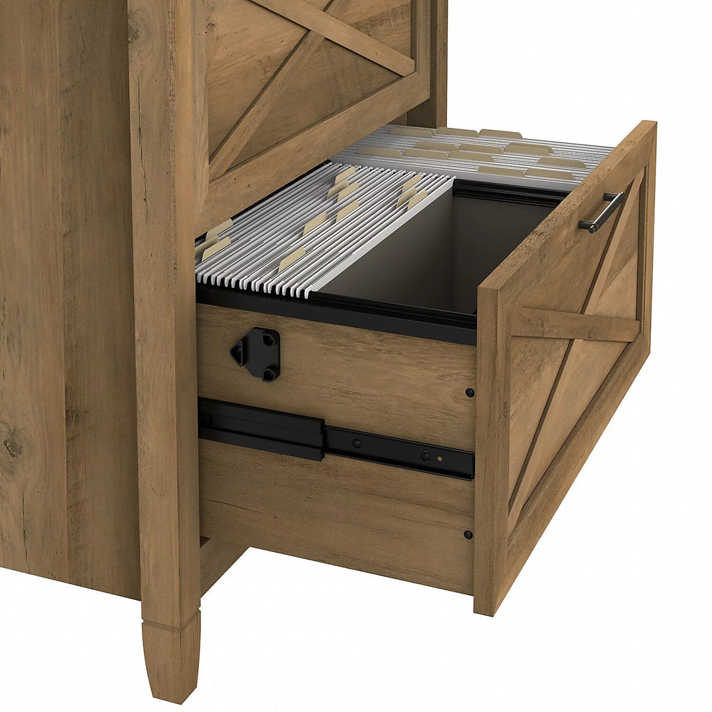 L Desk with Lateral File Cabinet in Reclaimed Pine Engineered Wood S2696