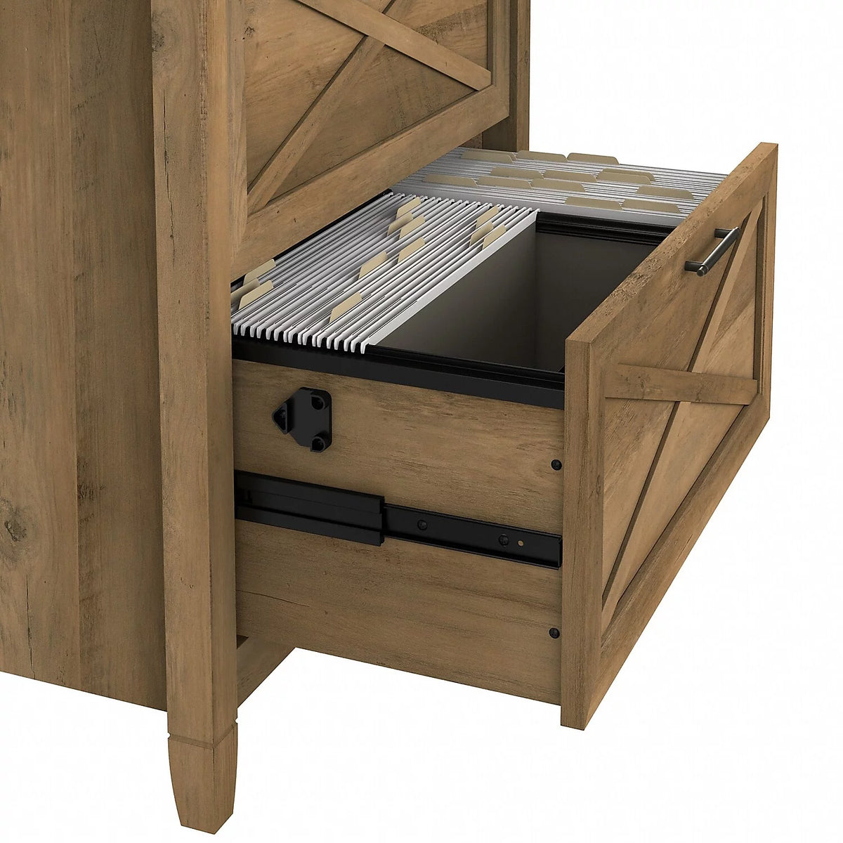 L Desk with Lateral File Cabinet in Reclaimed Pine Engineered Wood S2696