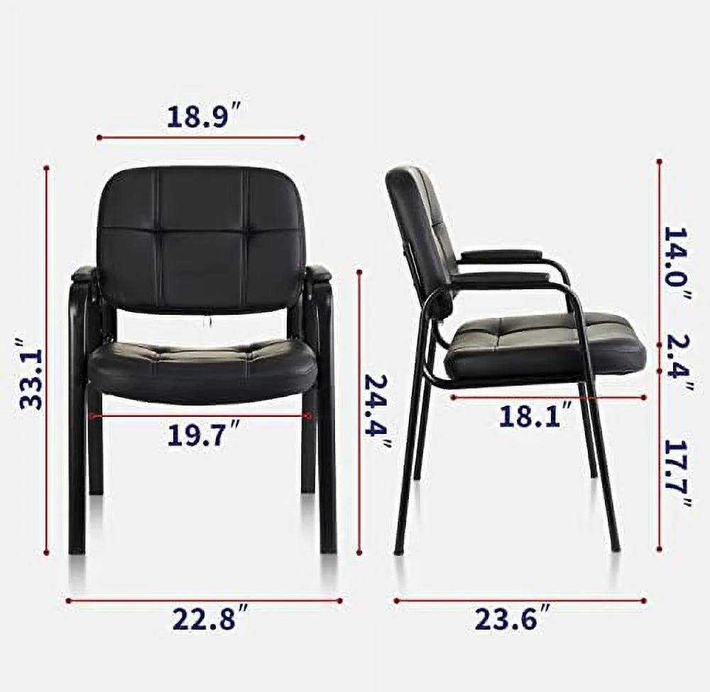 Black Bonded Leather Guest Chair 4 Pack F161