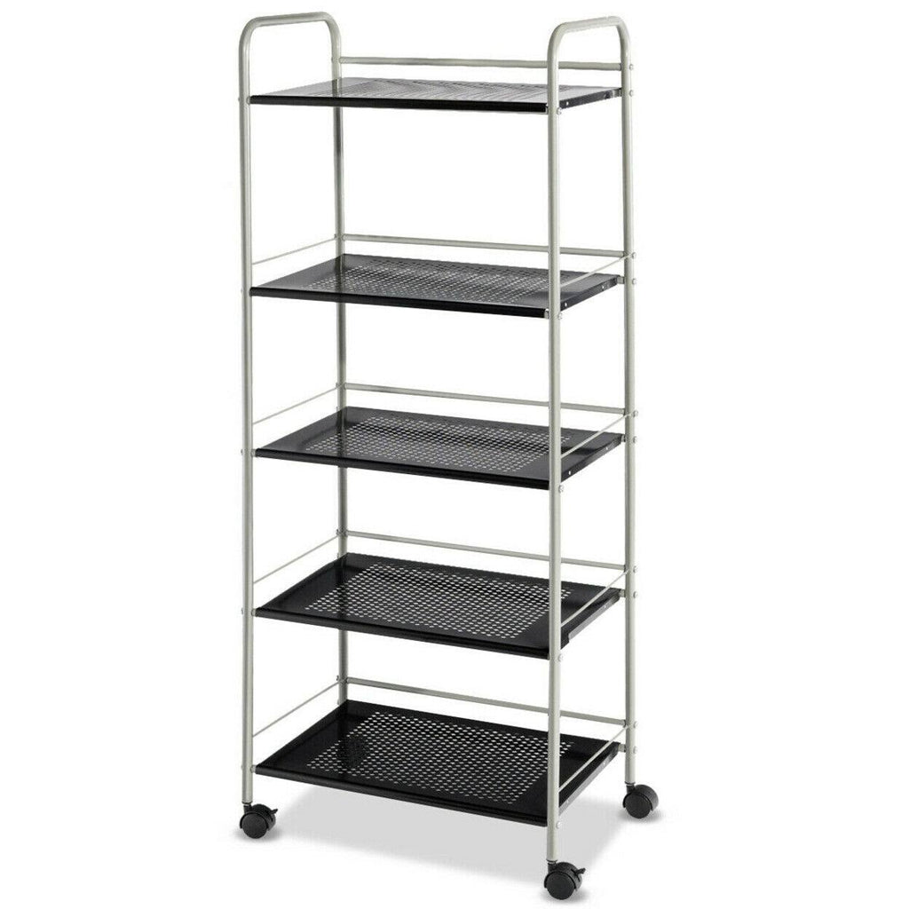 Black 5 Tiers Mesh Utility Cart W778024