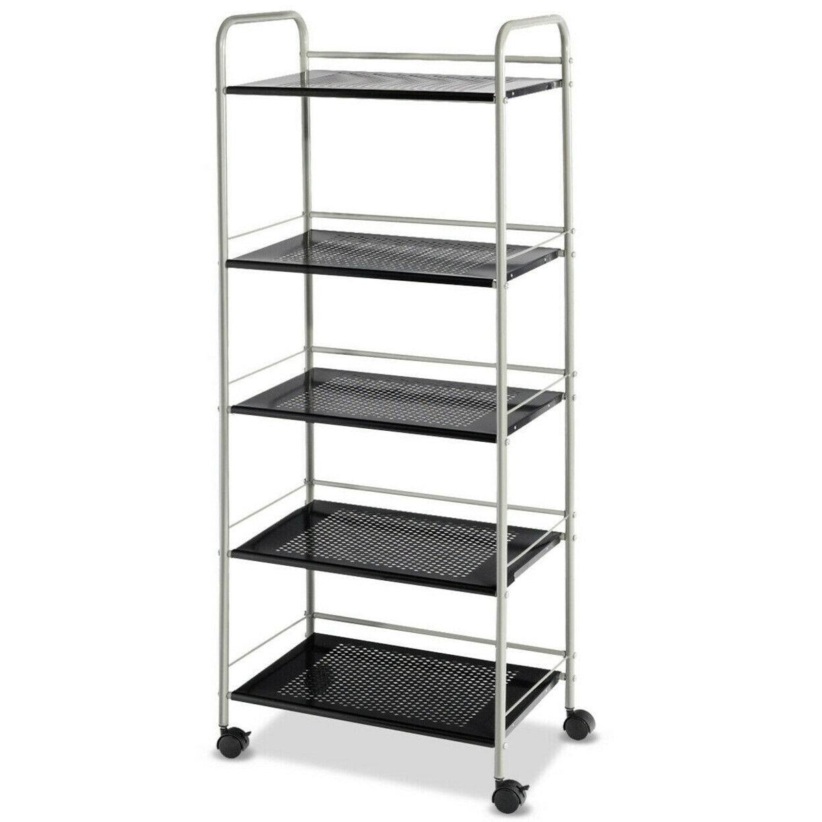 Black 5 Tiers Mesh Utility Cart W778024