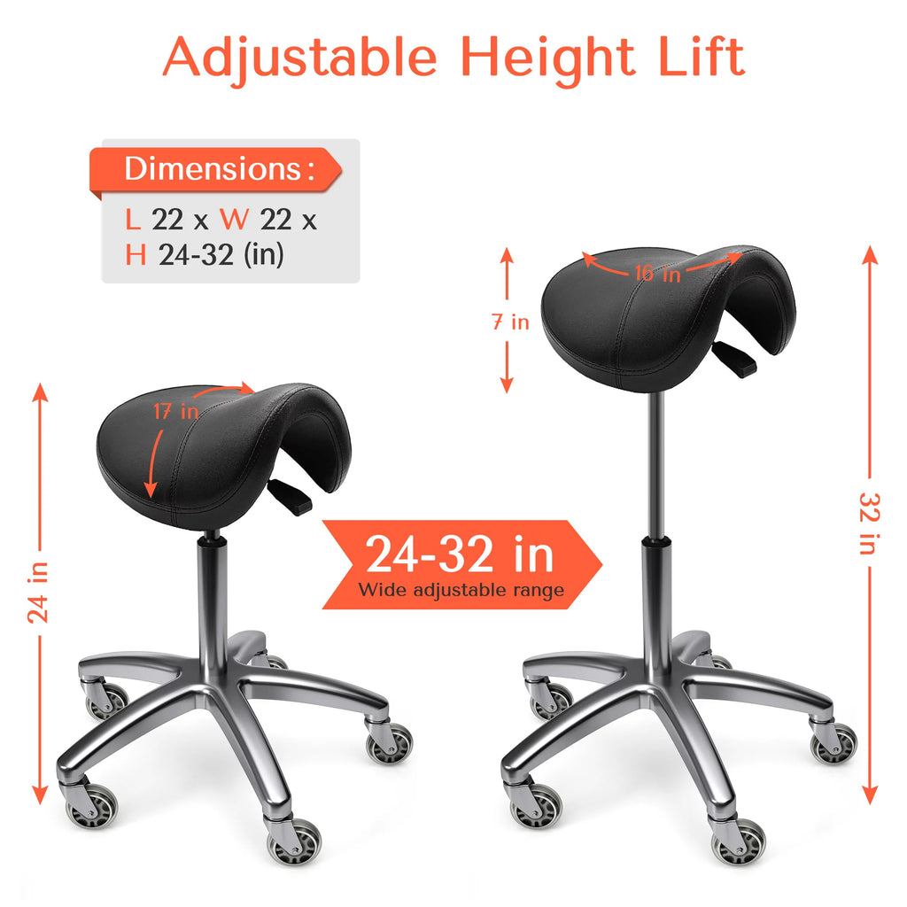 Black Ergonomic Saddle Stool with Wheels M84549