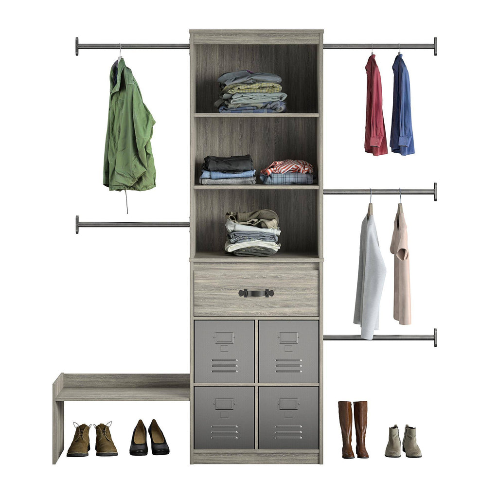 Grey Oak Kids Closet Organizer System Z269081