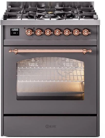 30 Dual Fuel Natural Gas Range Matte Graphite Copper Trim K7252