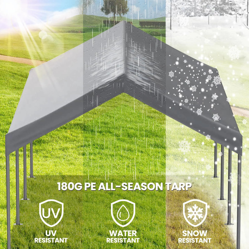 10' x 20' Heavy Duty Portable Carport Gray J85819