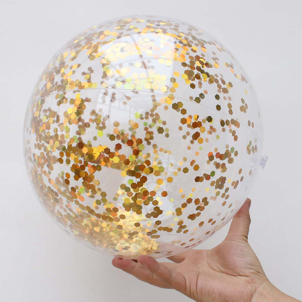 2pcs Glitter Sequin Beach Balls Round Transparent PVC Inflatable Ball Toys with Pumps B816