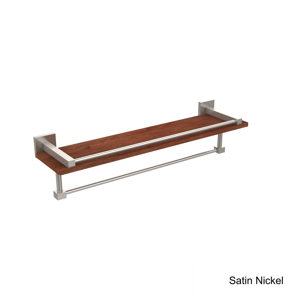 Brushed Bronze Ironwood Shelf with Gallery Rail and Towel Bar P646100