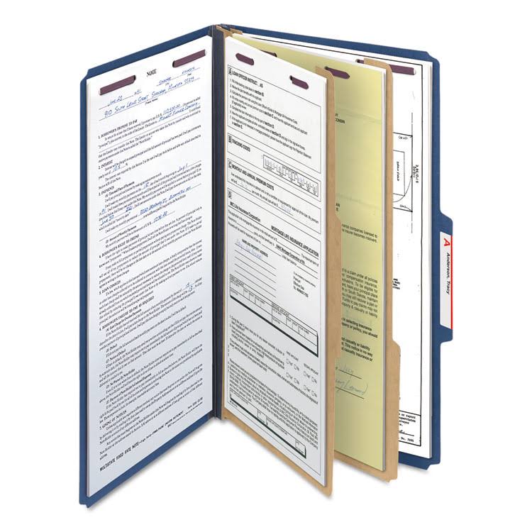 Dark Blue Legal Size Pressboard Classification Folders with Fasteners, 10/Box J2208