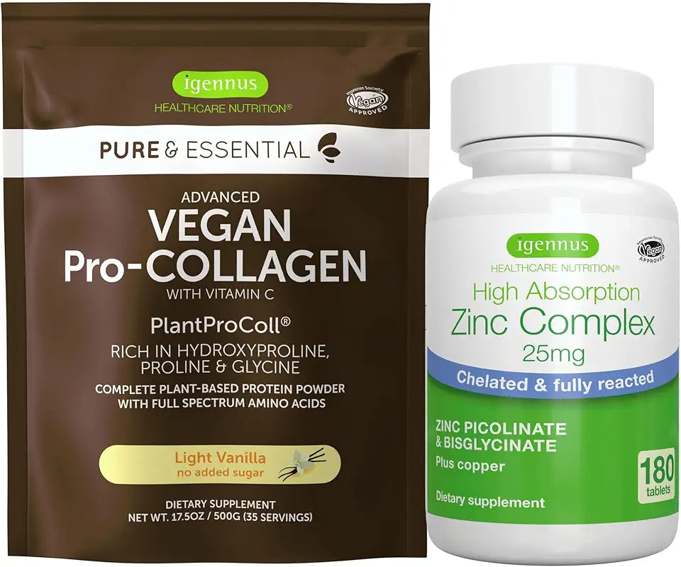 Vegan Vanilla Collagen Protein Powder + Zinc Complex Bundle O91950