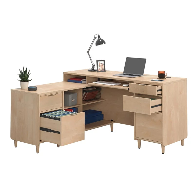 L-Shaped Engineered Wood Desk F713