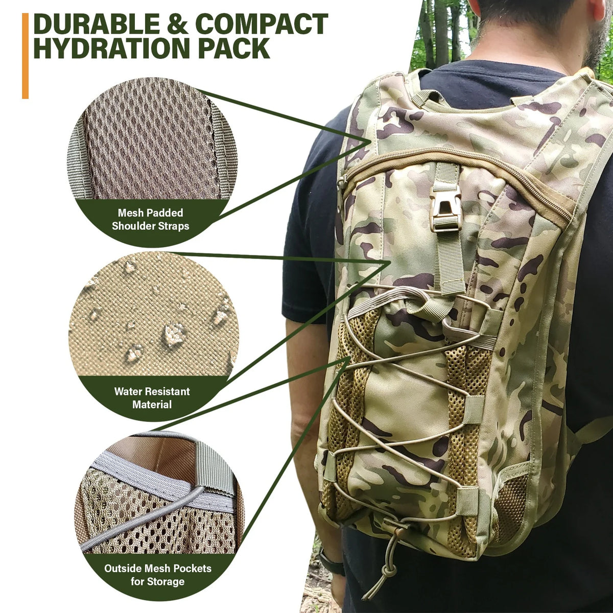 Camo Hydration Pack with 3L Water Bladder R307389