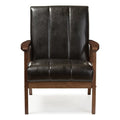 Black Faux Leather Wooden Lounge Chair W977428