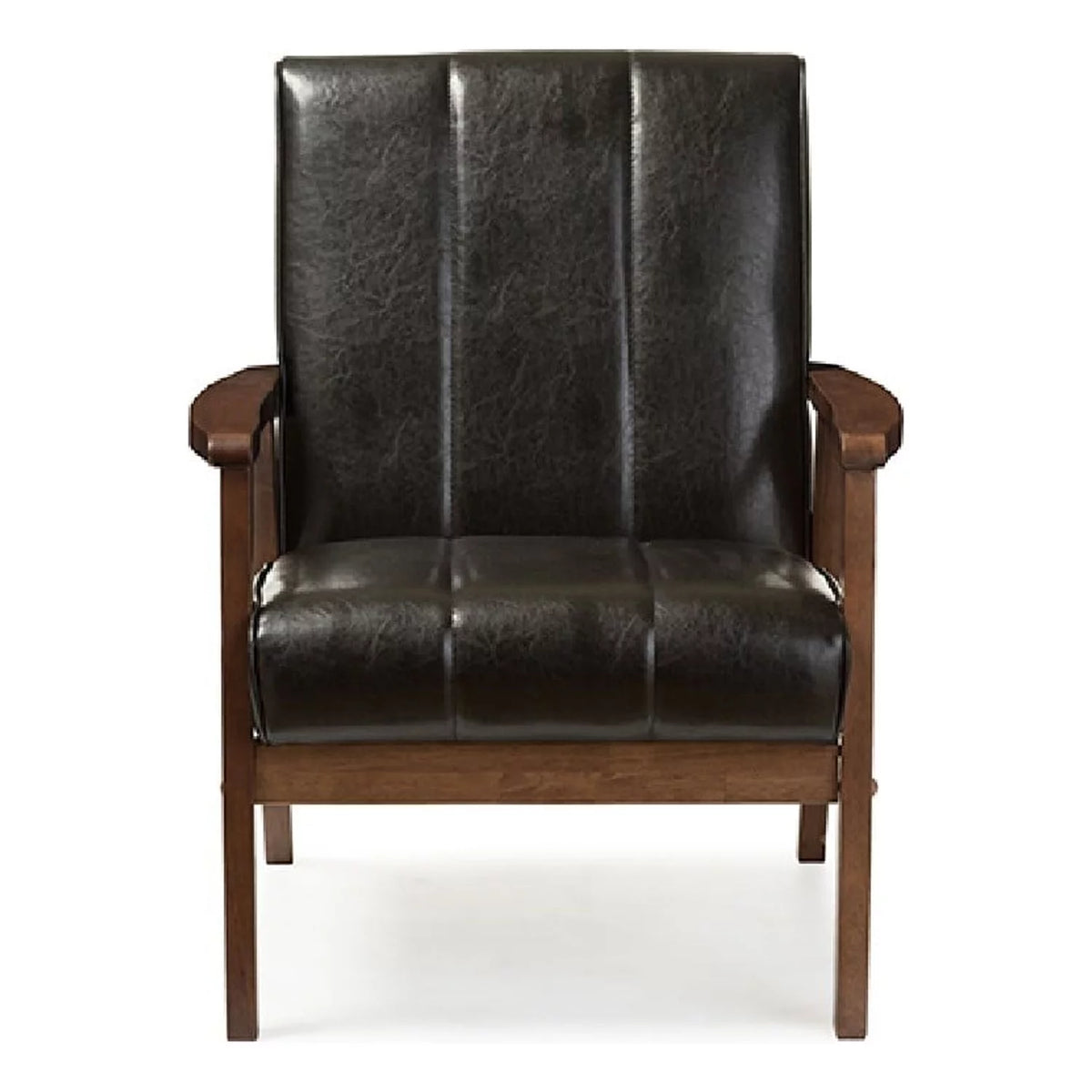 Black Faux Leather Wooden Lounge Chair W977428