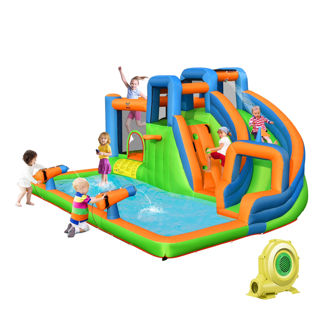Inflatable Water Slide Bounce Castle with Dual Climbing Walls and 735W Blower W92393