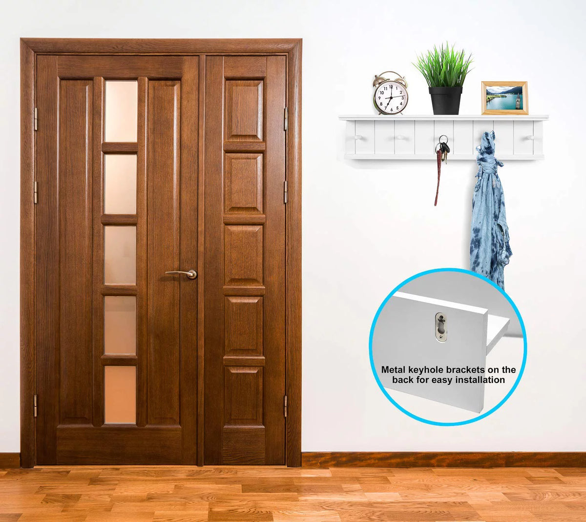 White MDF Wood Floating Shelf E78282