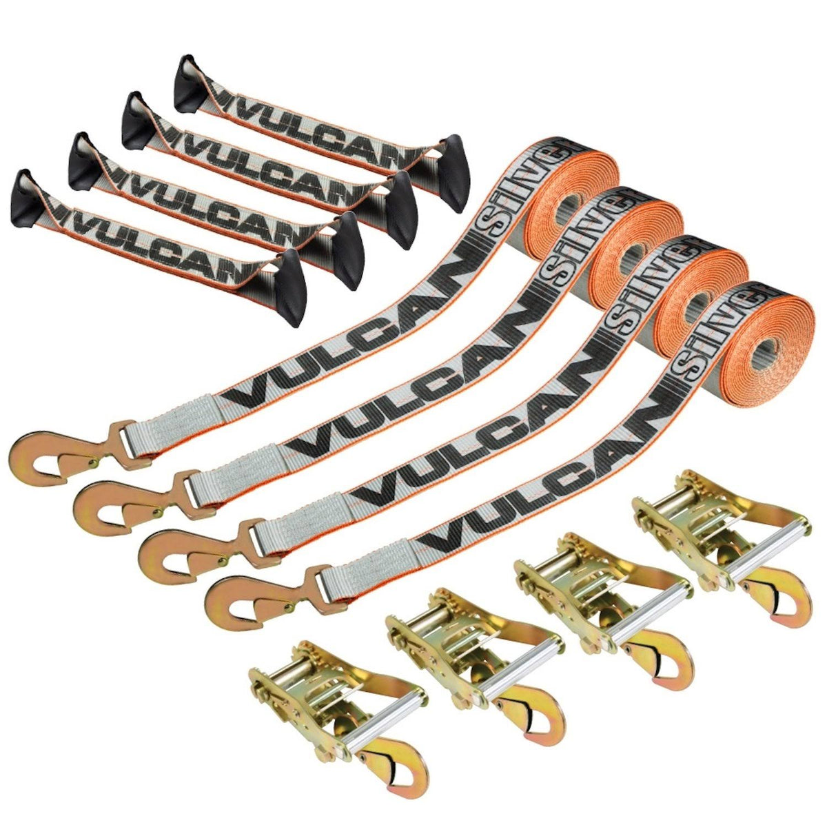 8-Point Roll Back Vehicle Tie Down Kit with Snap Hooks, Set of 4 G182
