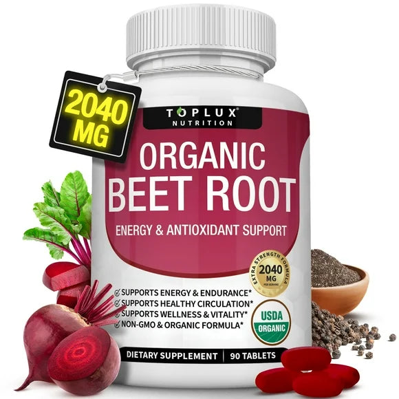 Organic Beet Root Capsules 2040mg 90 Tablets B1822