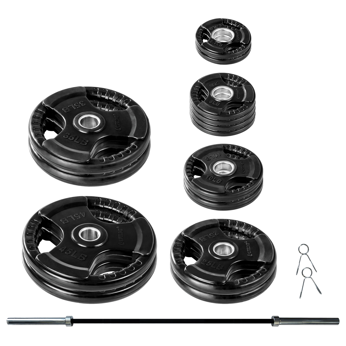 400 LB Olympic Weight Set with Barbell and Clips C306804