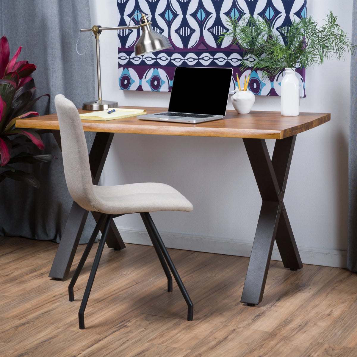 Acacia Desk with Iron Legs K9080