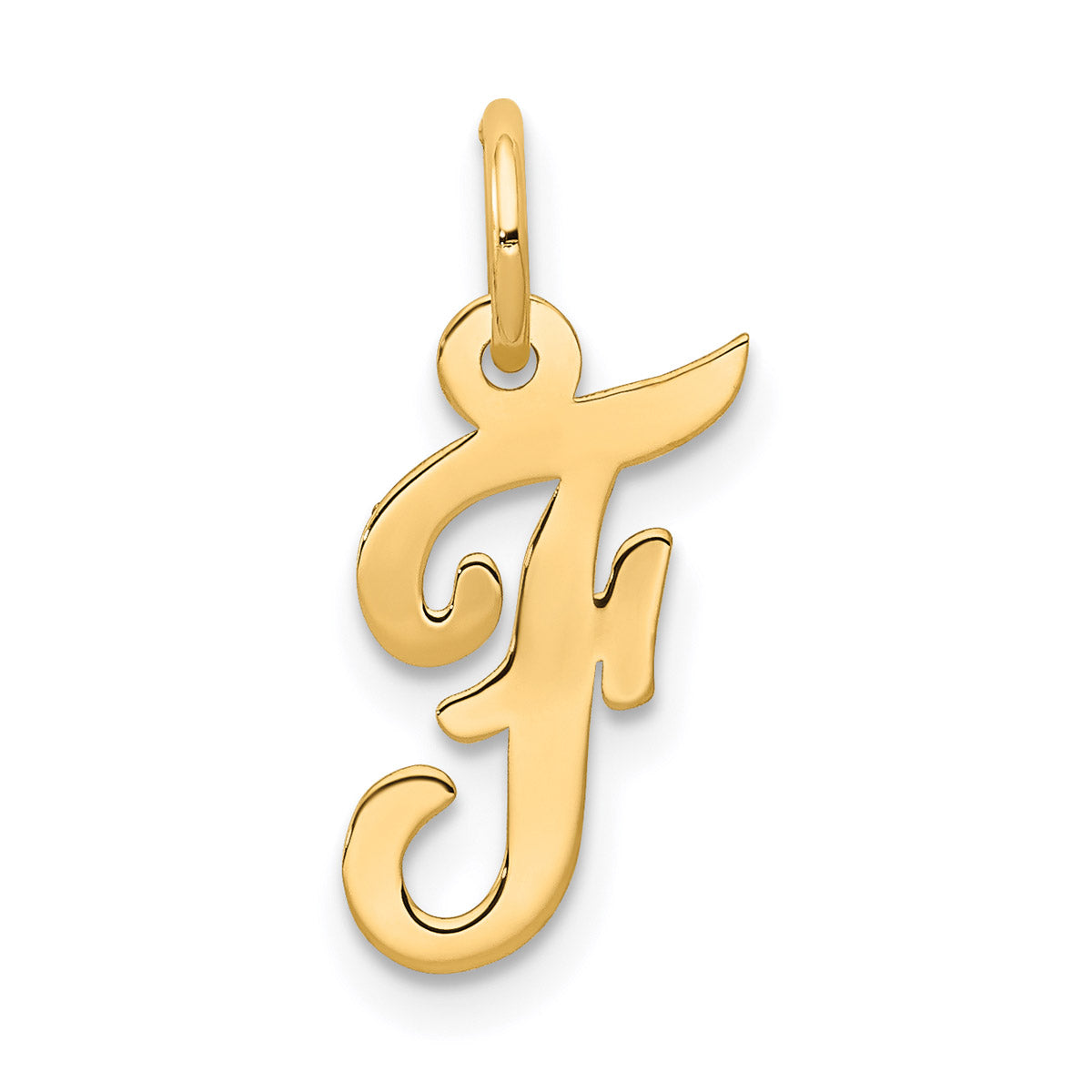 14K Yellow Gold Script Letter F Initial Pendant Charm With 10K Yellow Gold Rope Chain Necklace 20'' H472201