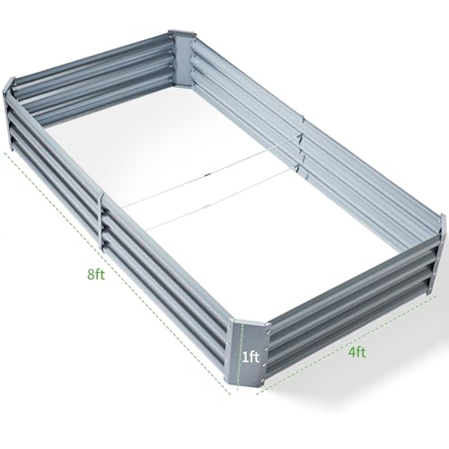 2 Pack 8×4×1ft Galvanized Metal Raised Garden Bed G281