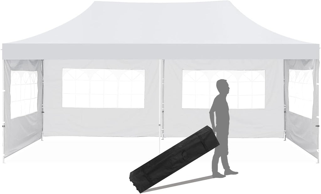 10x20 ft Pop up Canopy Tent with Removable Sidewalls and Wheeled Bag V34853