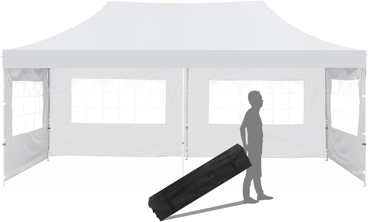 10x20 ft Pop up Canopy Tent with Removable Sidewalls and Wheeled Bag V34853