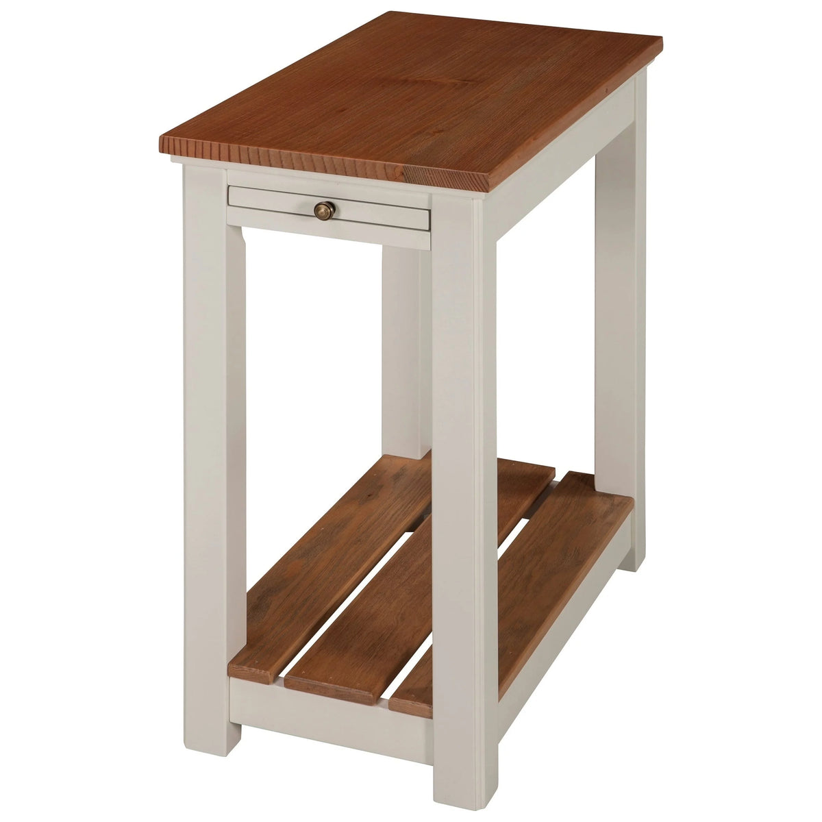 Ivory End Table with Pull-out Shelf W297950