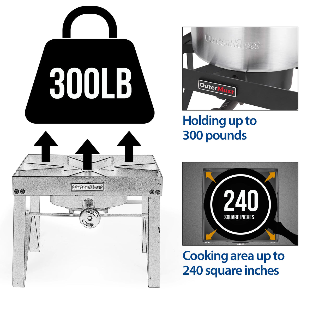 Outdoor Propane Burner Stove with 10 PSI Regulator and Cast Iron Braided Holes V361