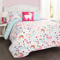 Reversible Animal Print Quilt, Twin, White/Multi, 4-Pc Set A15488