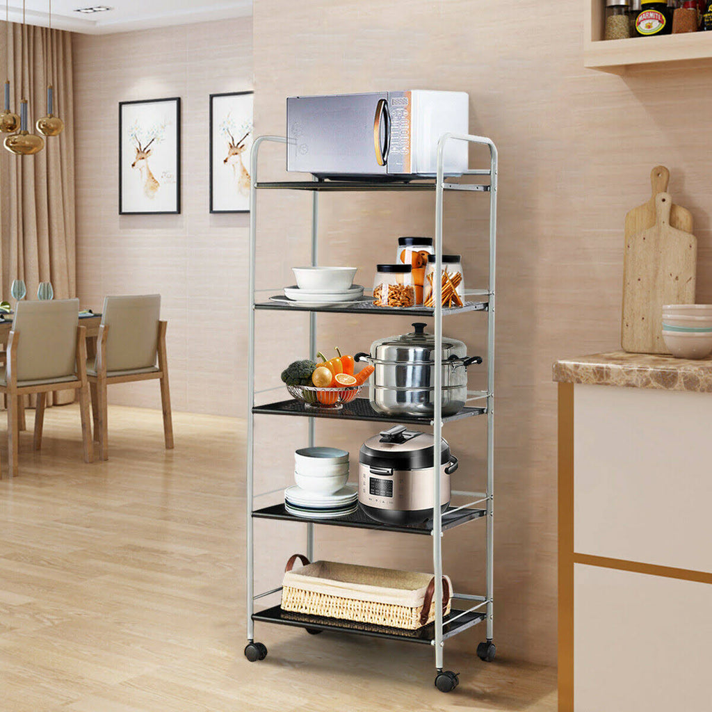 Black 5 Tiers Mesh Utility Cart W778024