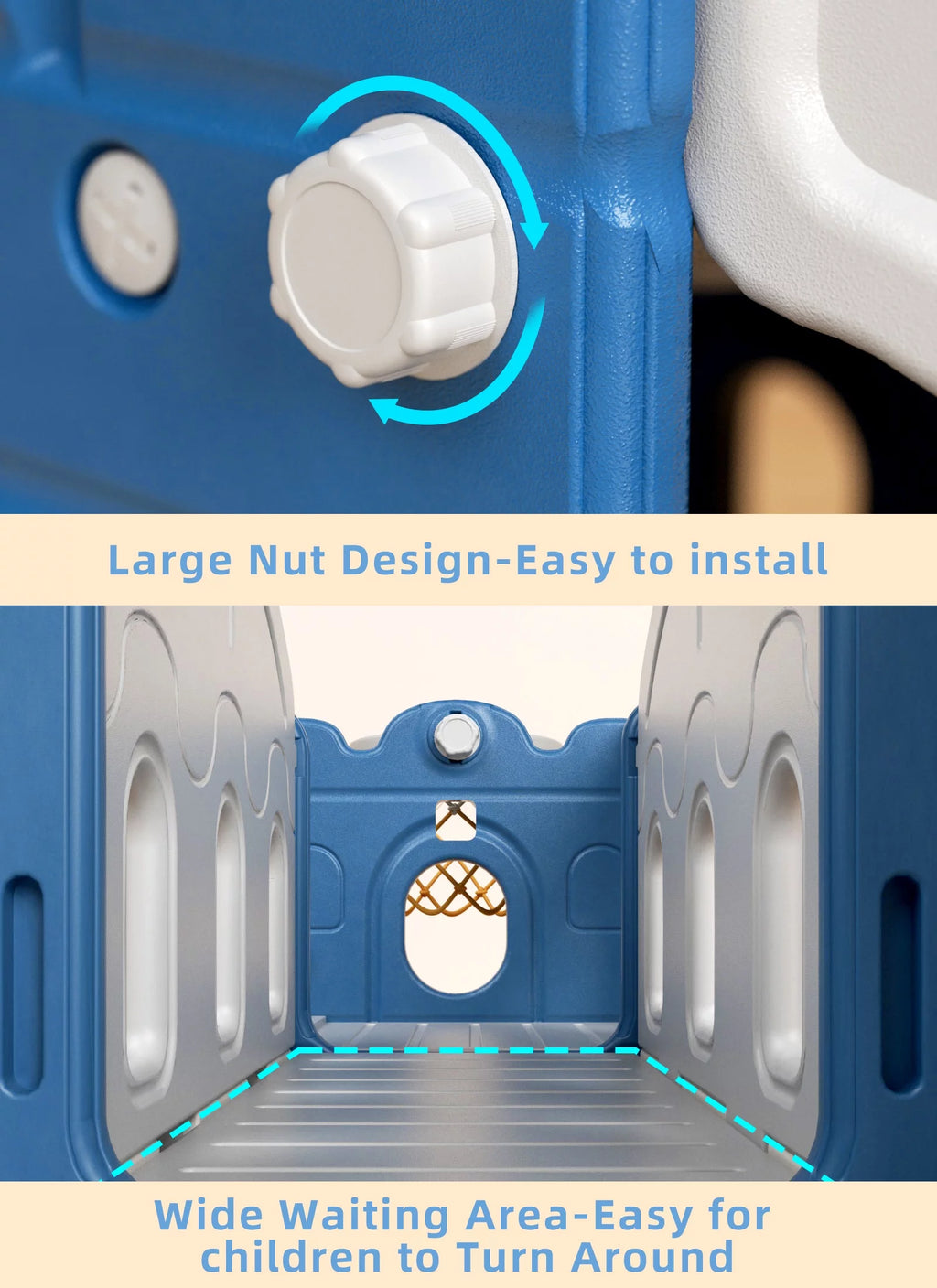 8 in 1 Toddler Slide with Climber, Basketball Hoop, Tunnel and Storage Space Q13256
