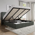Queen Size White Velvet Upholstered Platform Bed with Storage W60169
