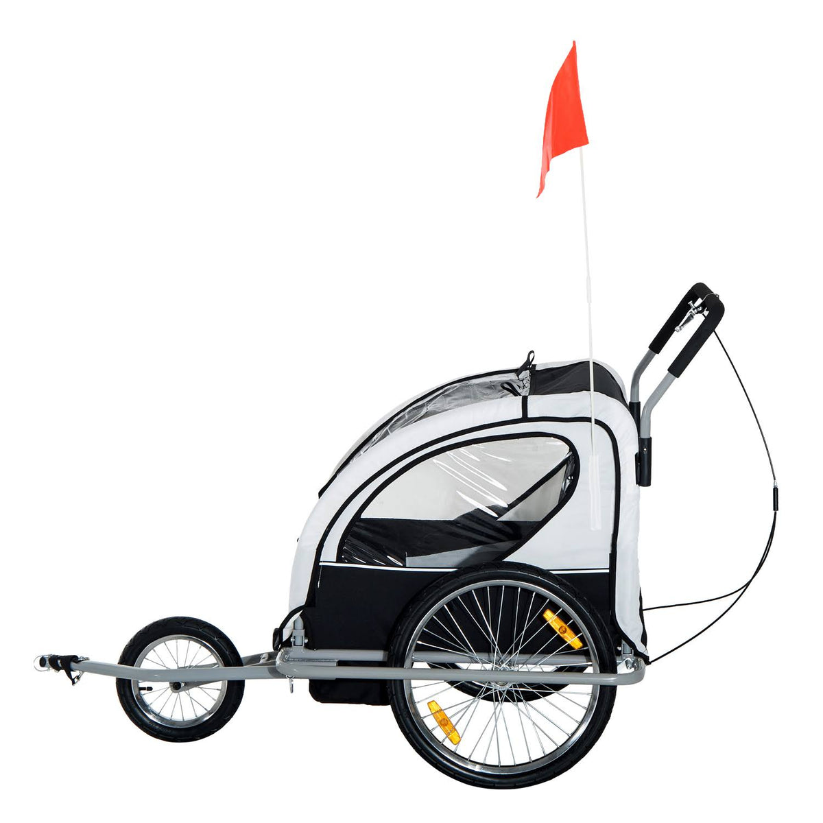 2in1 Double Child Bike Trailer and Stroller - Black T119