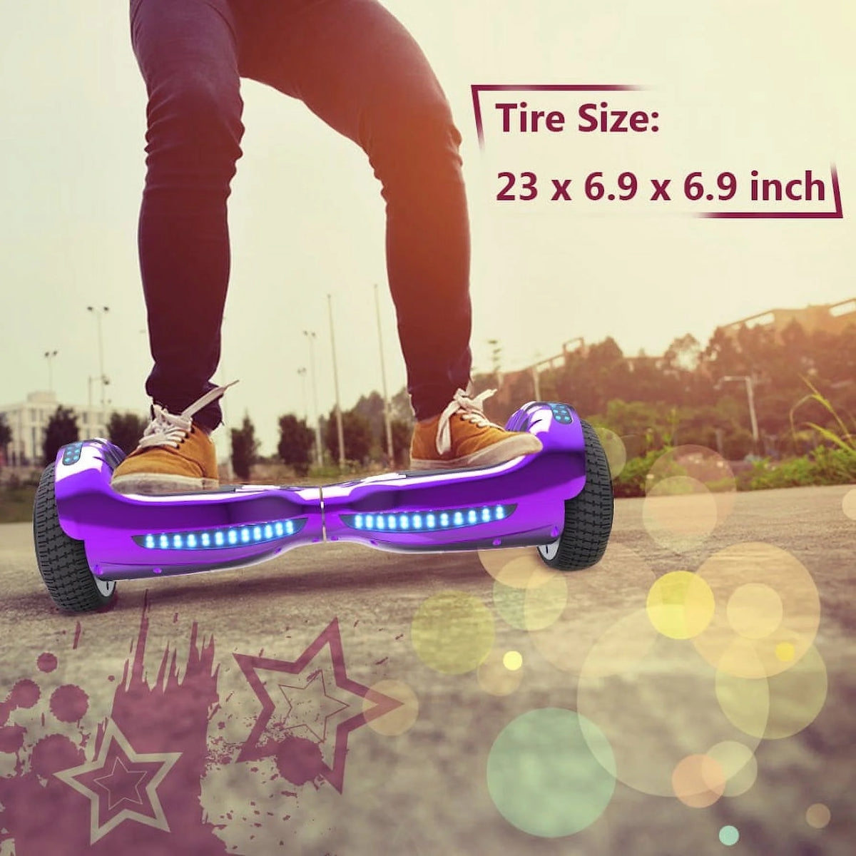 Chrome Purple Self Balancing Hoverboard with LED Light I963251