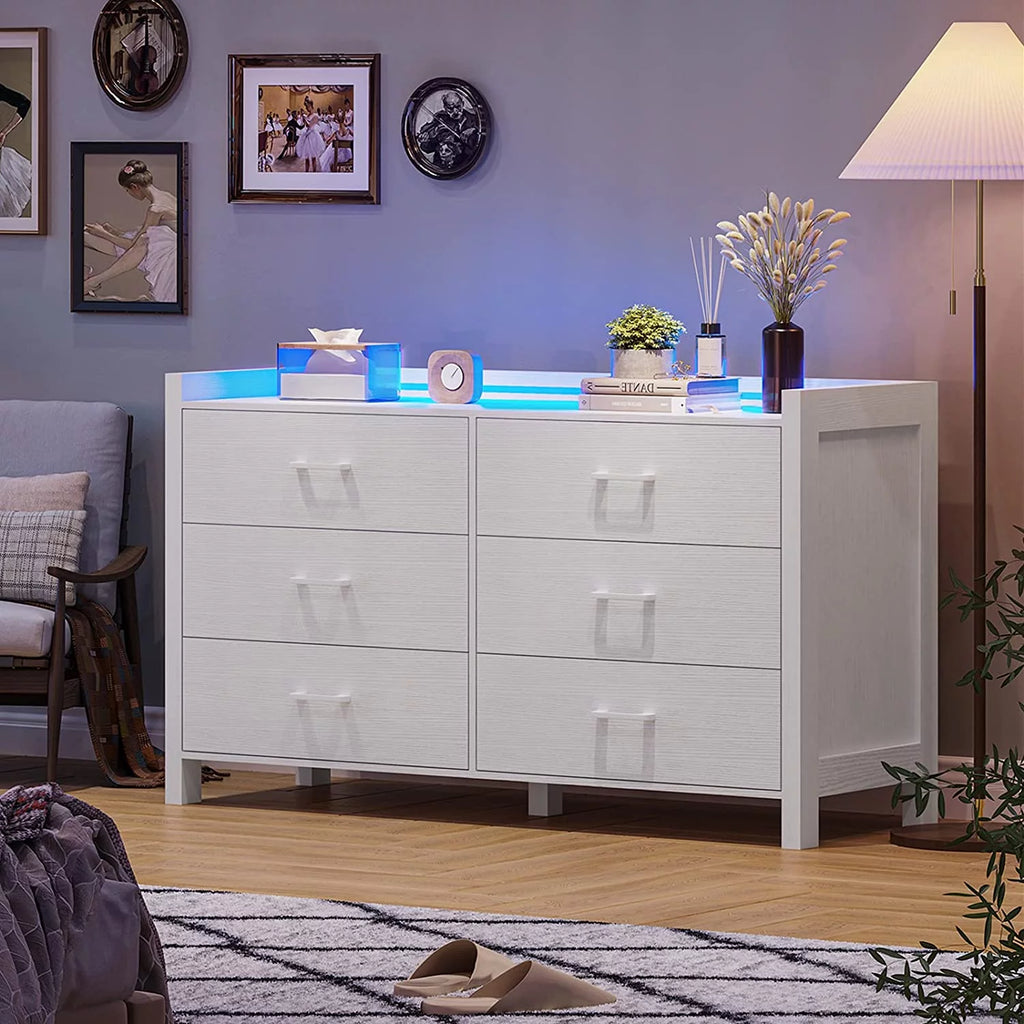 White 6 Drawer Wooden Dresser H854763