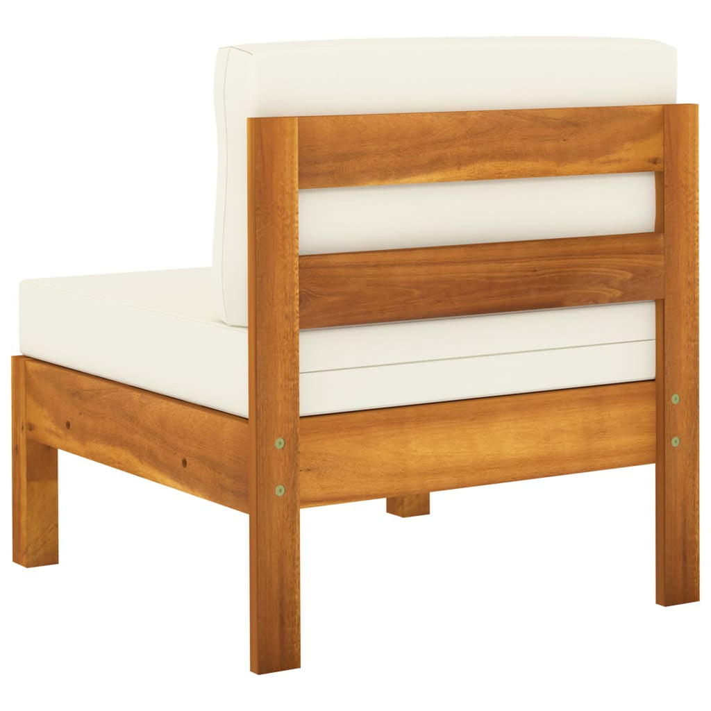 Solid Acacia Wood Sofa with White Cushions O81187