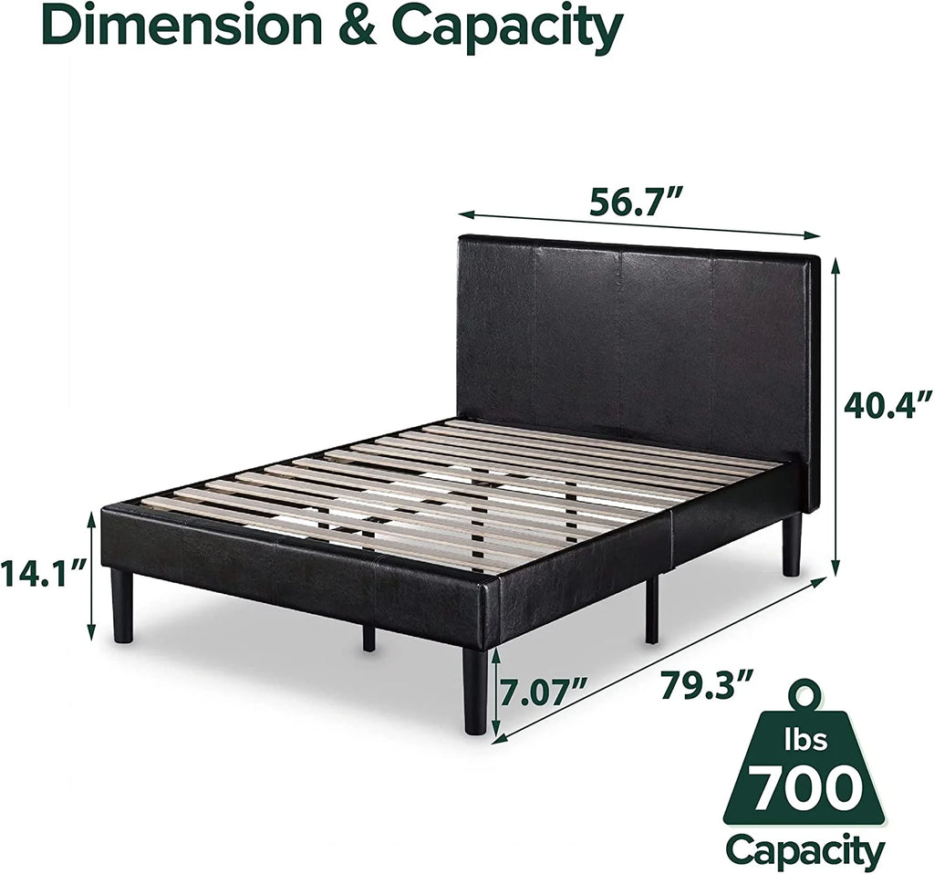 Faux Leather Upholstered Platform Bed Frame California King T159