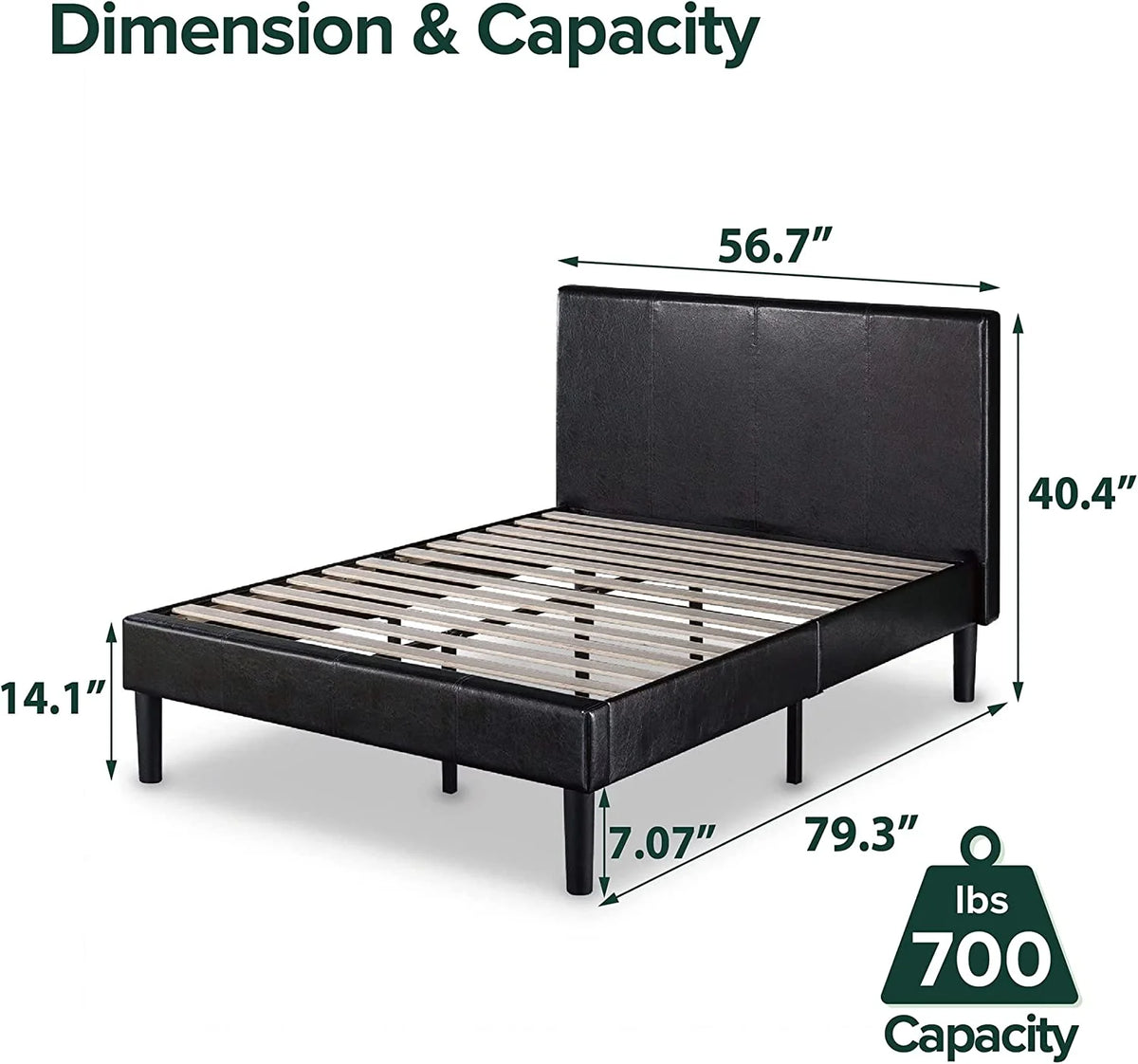 Faux Leather Upholstered Platform Bed Frame California King T159
