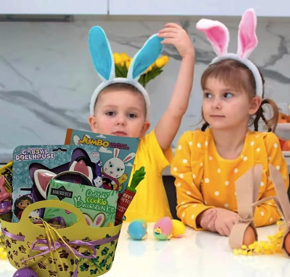Easter Gift Basket with Coloring Book Candies & Bucket W35958