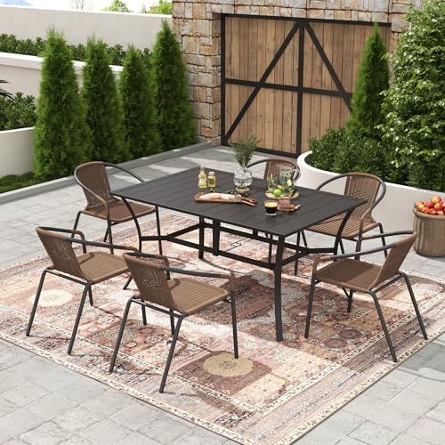 Black Wicker Stackable Dining Chairs Set of 6 Q503830
