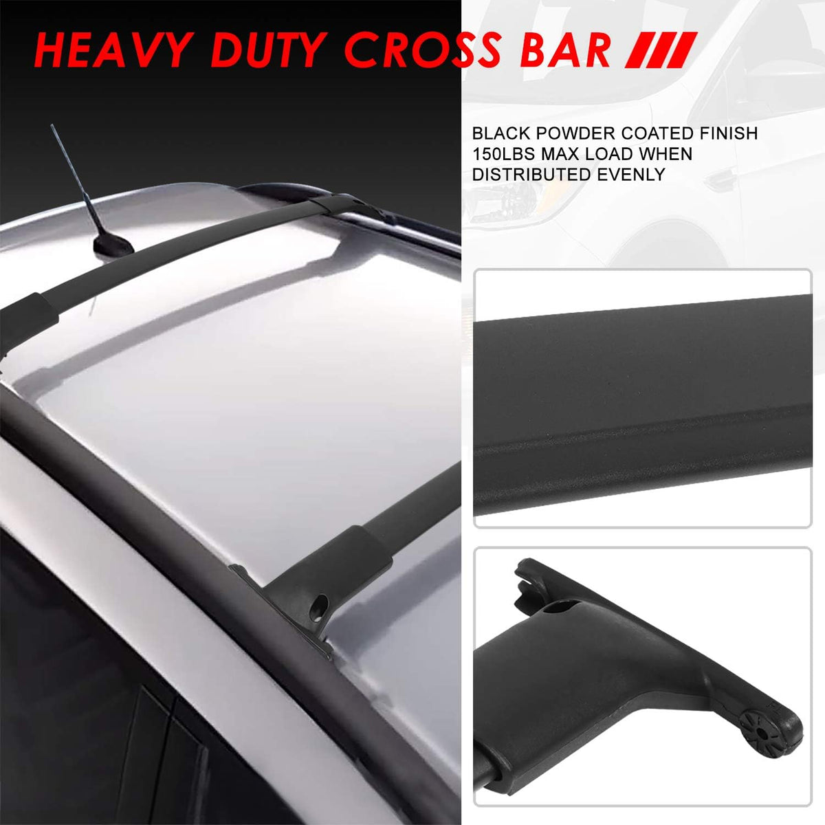 Matte Black Aluminum Roof Rack Cross Bars Pack of 2 A66945