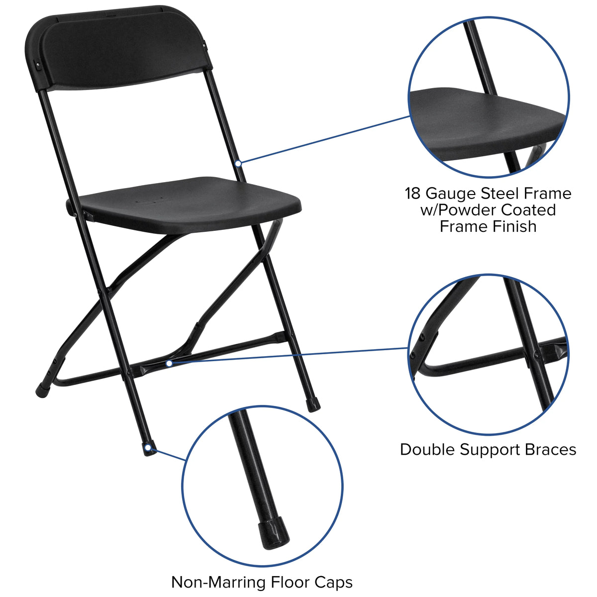 8' Bi-Fold Granite White Plastic Folding Table Set with 10 Folding Chairs F363722