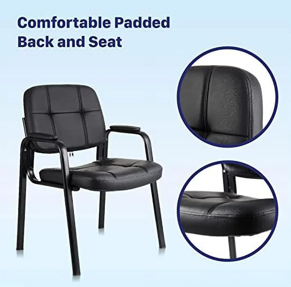 Black Bonded Leather Guest Chair 4 Pack F161