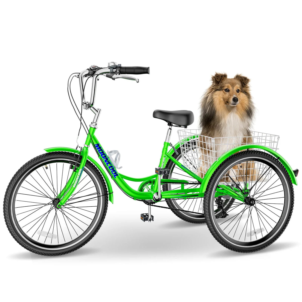 Cyan 26 inch 7-Speed Adult Tricycle with Basket A307